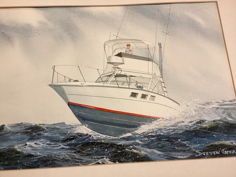 Connecticut Artist Steven Cryan Sport Boat Watercolor 1979 gallery