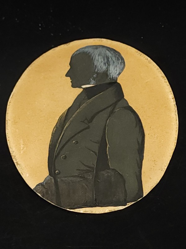 Antique English Silhouette Portrait 19th Century Gouache Pastel Unframed