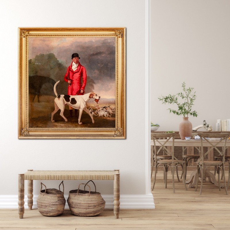 Huge 19th Century Portrait Lord Althorp's Huntsman & Favourite Hound "OTTOMAN" gallery