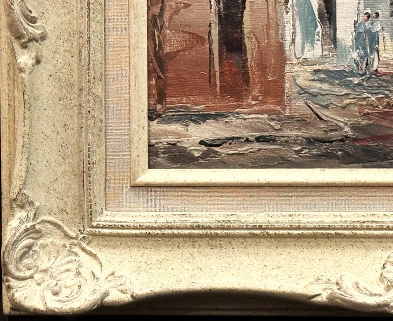 Xavier Rabous (Australian), VTG MCM Impress. O/B "European Street Scene", Signed gallery