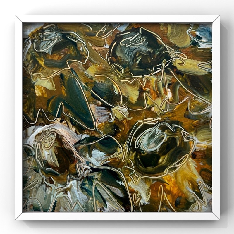 Abstract Floral Bouquet Flowers Wildflowers Daisy Sunflower Oil Painting Framed