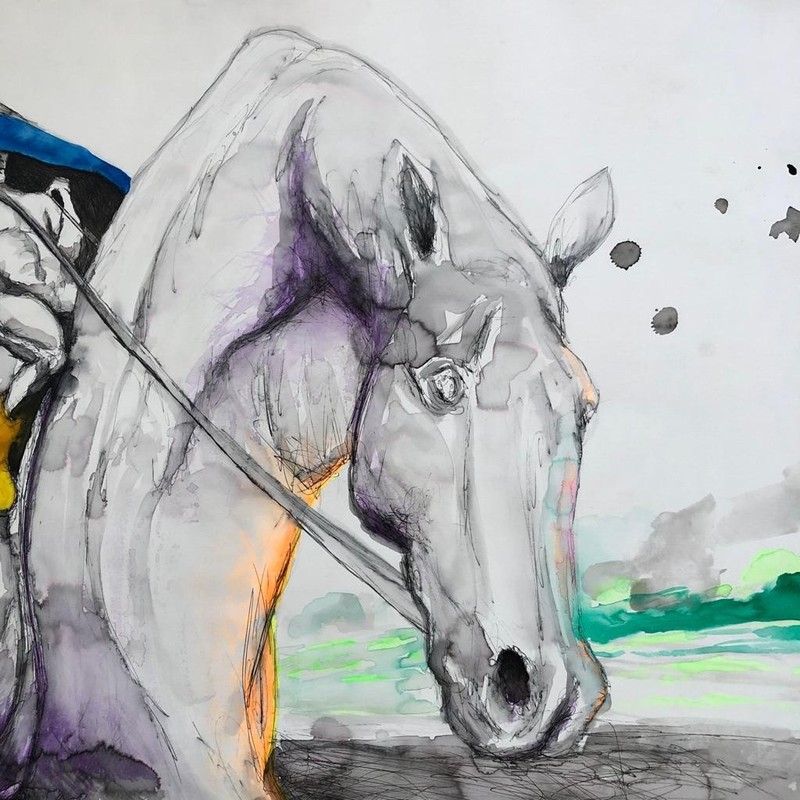 ALAIN DONATE ACRÍLICO ORIGINAL DE TÉCNICA MIXTA, TINTA ,CARTÓN 30"x 23"CUBAN ART gallery