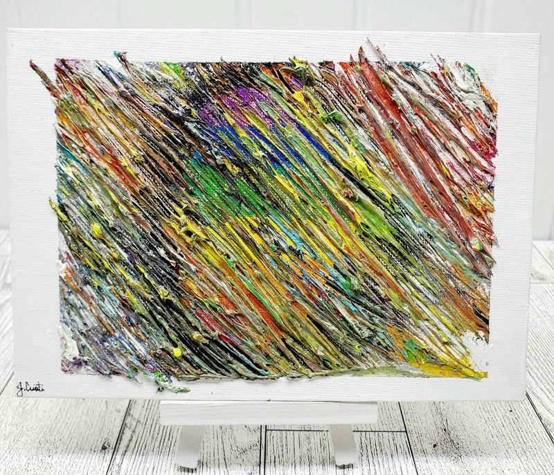Abstract Acrylic Original Painting Impasto Art Canvas Panel 6×4 w/ Stand
