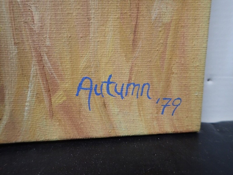 original amateur painting on canvas cheetah in field signed Autumn '79 20x20 gallery