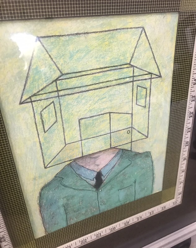 1990’s DENIS GASTON ORIGINAL PASTEL DRAWING “IDEAL HOME EXISTING IN YOUR MIND” gallery