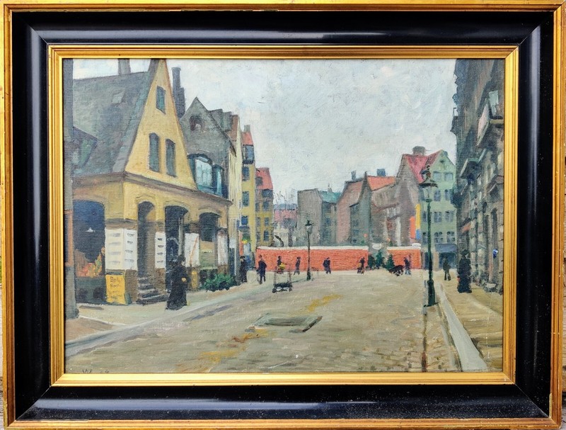 STREET SCENE, original oil painting