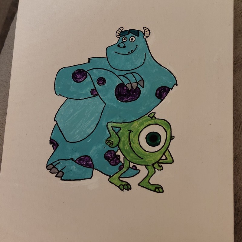 Cartoon Monsters Character Painting, Unframed Single Piece Animation Artwork