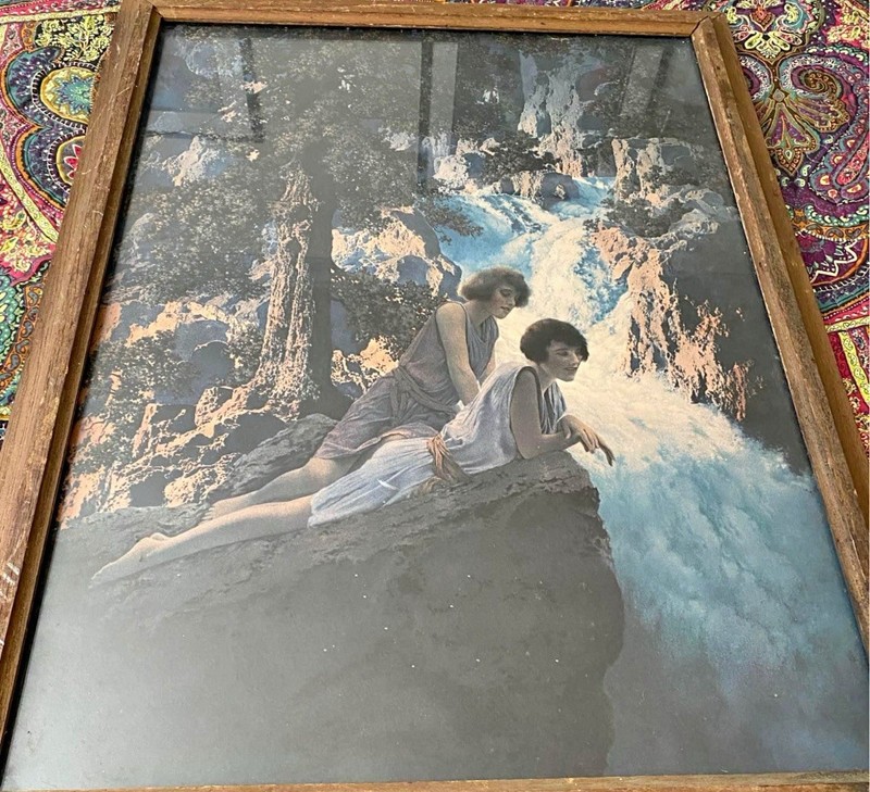 ✨ Rare 1930 Maxfield Parrish “The Waterfall” Print – Edison Mazda Calendar Art