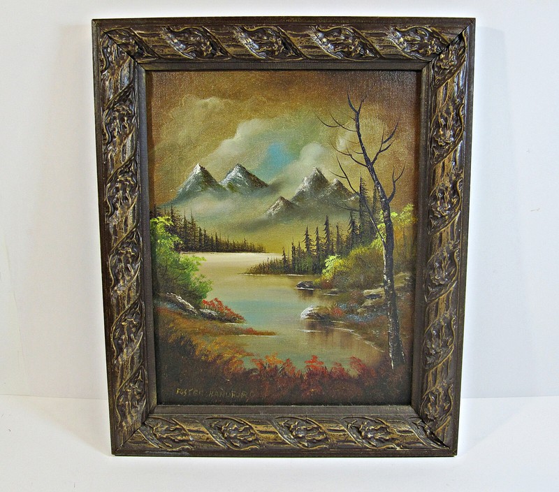 Foster Handford Original Oil Painting on Board Mountain Lake Landscape 14×17