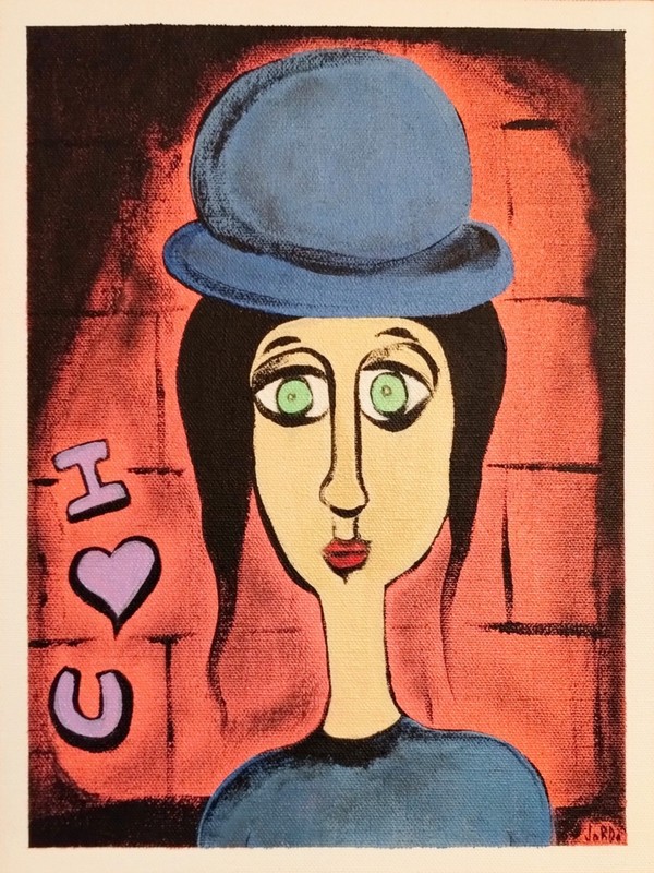 I LOVE YOU EXPRESSIONISM ART PAINTING ON LOOSE CANVAS..9 X 12 BY: JORDO