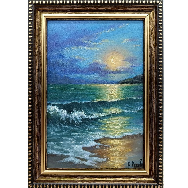 Seascape oil painting Original art Impressionism realism painting 6×4 framed