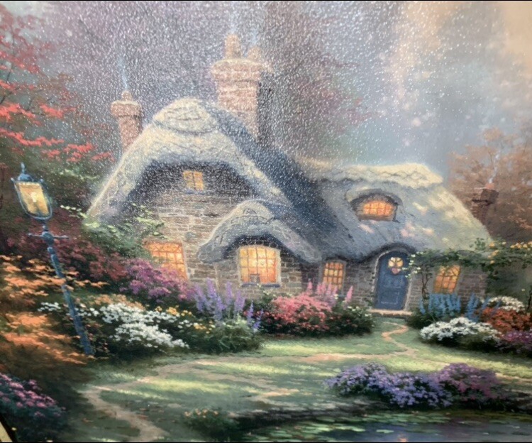 Thomas Kinkade EVERETTE'S COTTAGE RARE LG 32” X 29” Limited Edition 4652/5950 gallery