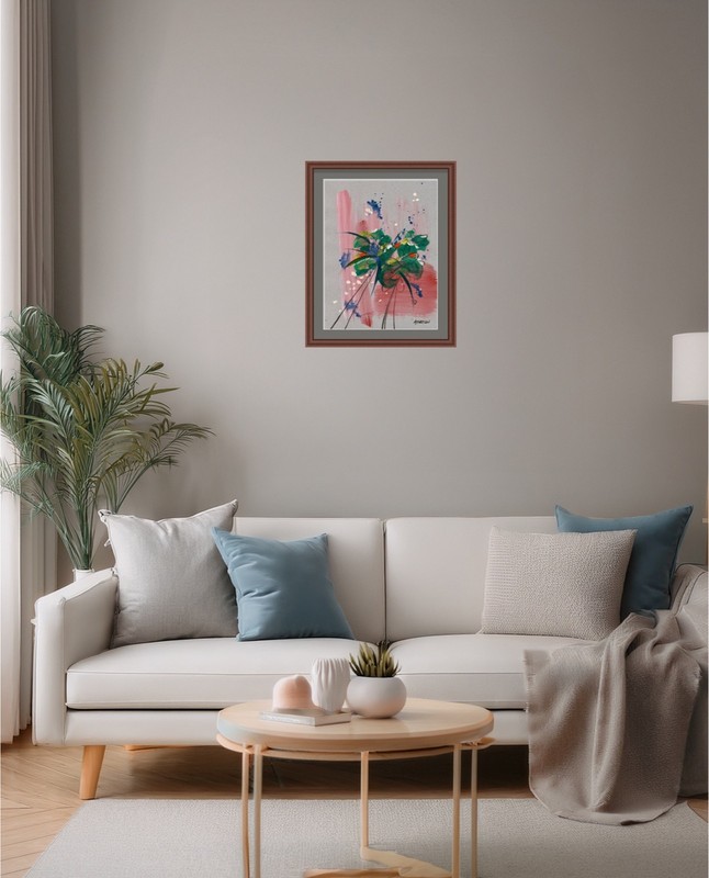 Atherton 9x12 Original Floral minimalist Painting "SPLASH FLOWERS 1" abstract gallery