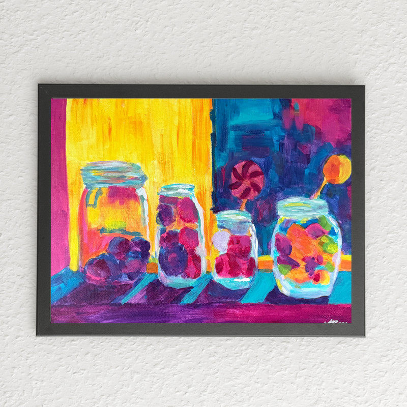 Abstract Neo Expressionism Candy Store Painting Living Room Wall Art 11×14