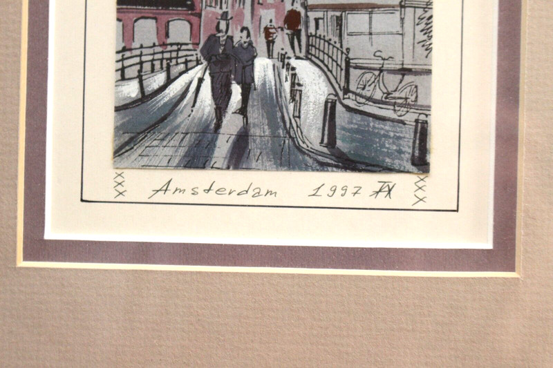 Amsterdam 1997 Artist Original Watercolors? 11 1/4" X 15" Framed gallery
