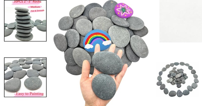 30 Medium Flat & Smooth Kindness Rocks for Creative Painting Projects gallery