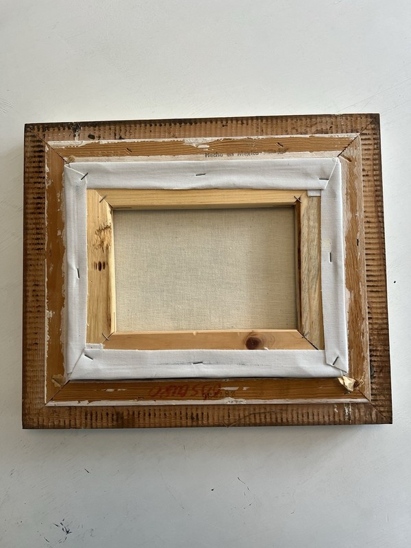 Maritime Seascape Framed Painting Canvas Ship Ocean Wood Bamboo Signed 12x14” gallery
