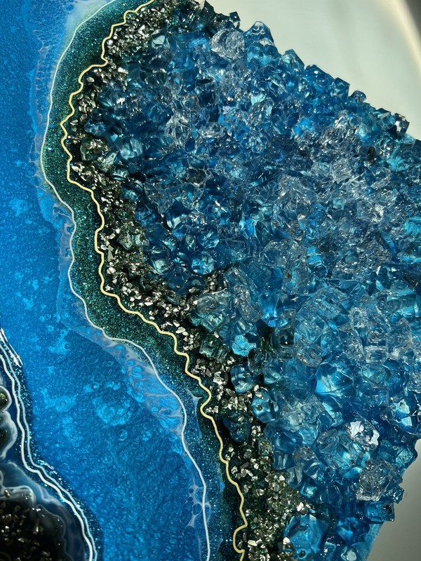 Geode Inspired Epoxy Resin Art On Wooden frame 12”x12” Handmade gallery
