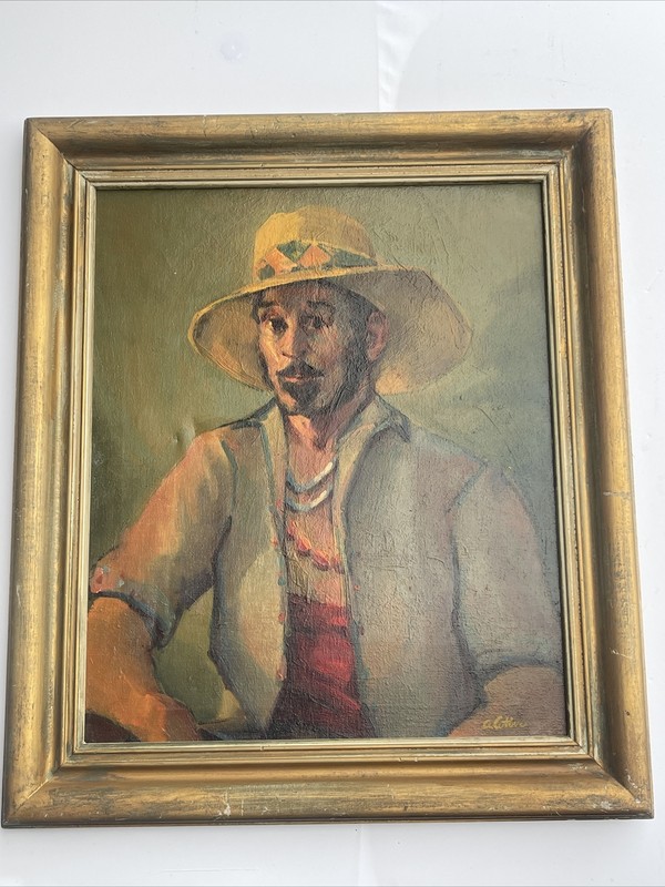 VINTAGE PORTRAIT PAINTING HIP FASHION MID CENTURY CULTURAL IMPRESSIONISM SIGNED