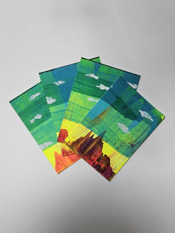 ACEO Quadriptych #5 Original Abstract Scrape Landscape, Jackie T Creates gallery