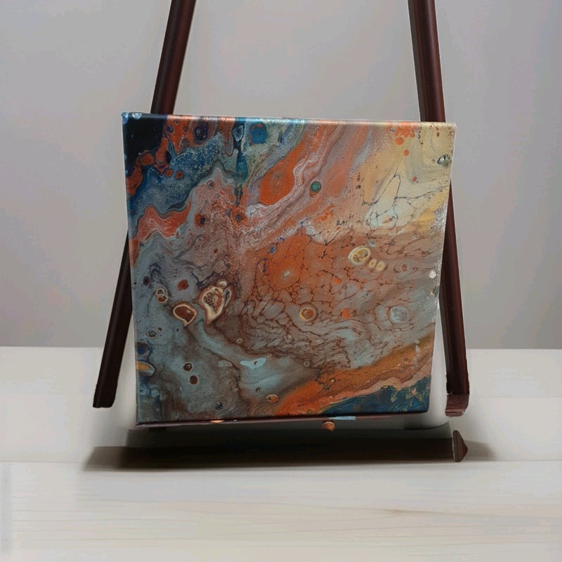 Original 10″x10″ Abstract Acrylic Fluid Art Pour Signed Painting (See Video)