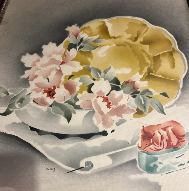 VINTAGE- BENJAMIN JORJ HARRIS Airbrush Watercolor Painting Original Signed,19X17 gallery