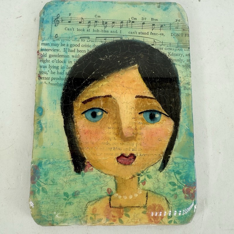 Original Portrait Abstract Art Acrylic Glossy Resin Tracy Eau Claire Girl Woman