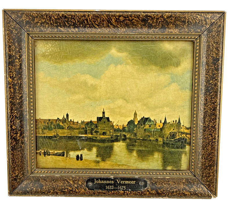 Johannes Vemeer View of Delft Mini Framed Print Mauritshuis The Hague 1950s