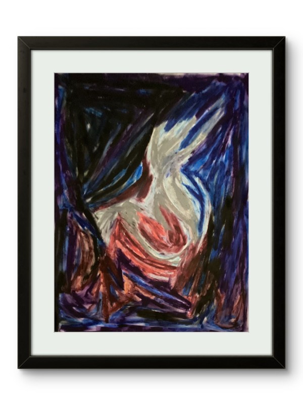 Blue Red Atmosphere Abstract Art Moody Sky Textured Original 11x14 on Paper
