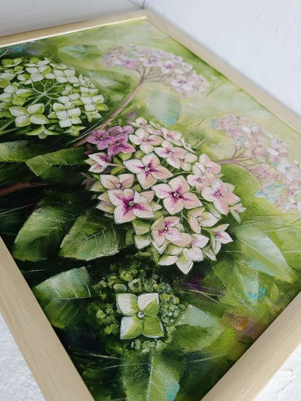 Hydrangea Garden Oil Painting on Canvas Floral Artwork 13x15 in gallery