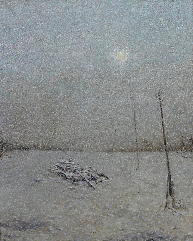 Winter in Ukraine Landscape Oil Painting Original Canvas 50×40 cm Snowfall