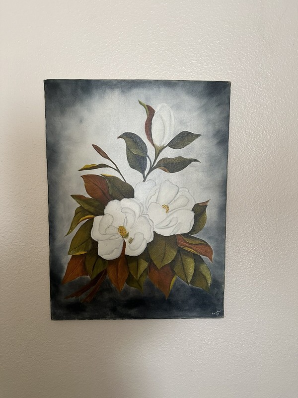 Still Life Magnolia Flowers Original Oil Painting Artist Signed Louisiana Artist