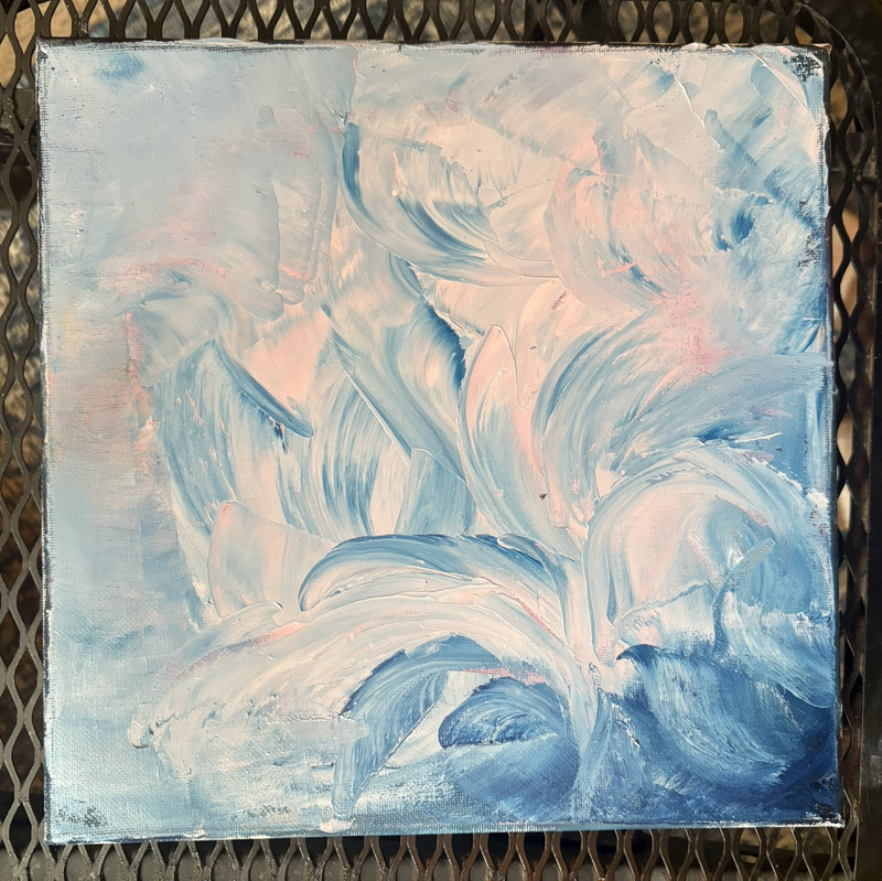Abstract Blue & Pink Canvas Painting, Unframed Single Piece Wall Art