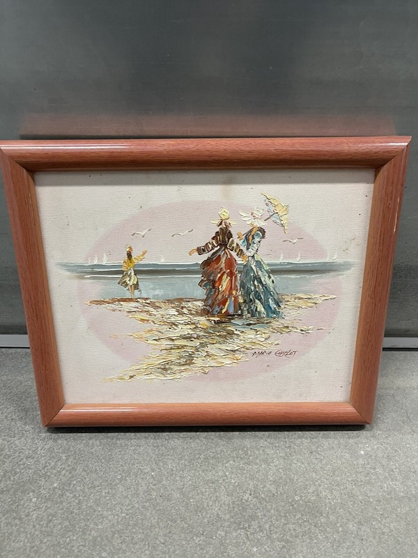 Vintage French Original Oil Painting On Canvas Signed Marie Charlot 11”x9”