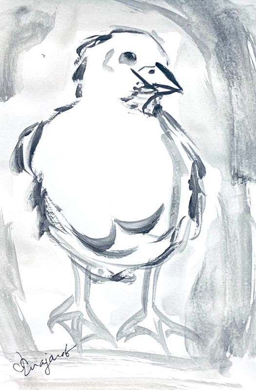 Guajardo Original Art: Chick 9X6 Paper Signed Art Whimsical Expressionism gallery