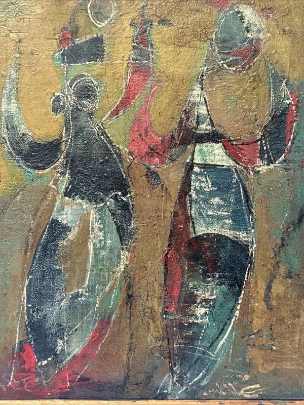 Mid Century Expressionist Painting Abstract CUBIST Modernist Modernism Mystery gallery