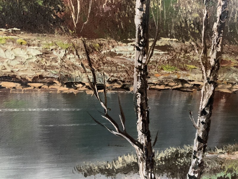 Vintage, Original Oil painting, Beutiful Landscape. Signature Englert. Size 34" gallery