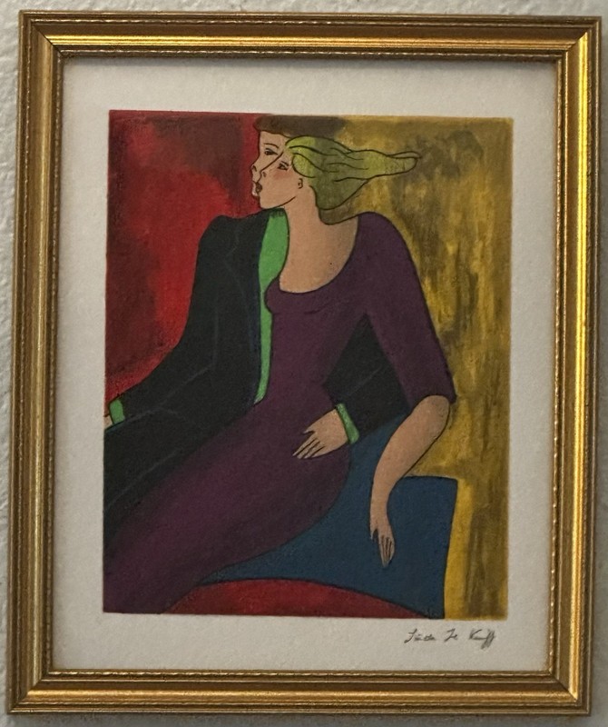 Signed/Framed “Entre Nous” Serigraph by French Artist Linda Le Kinff (COA)