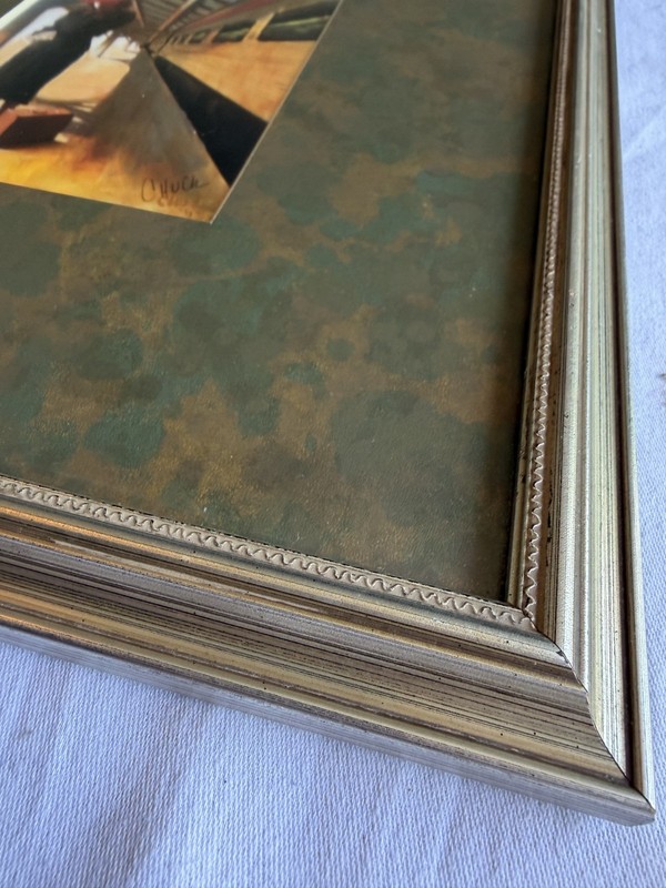 Framed Vintage Painting of Girl on Train Platform- Signed by Artist Circa 1993 gallery