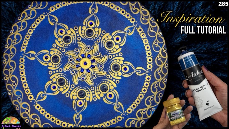 12” Round Flat Mandala Canvas Painting - By JaDeL gallery
