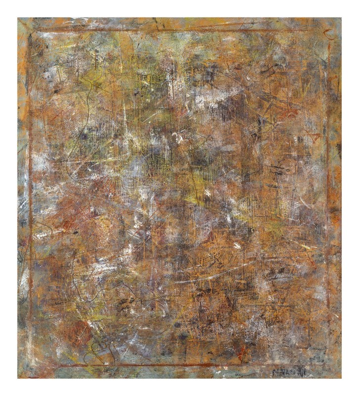 18 by 20 Abstract Acrylic Art on Canvas Earth Tones Signed Original