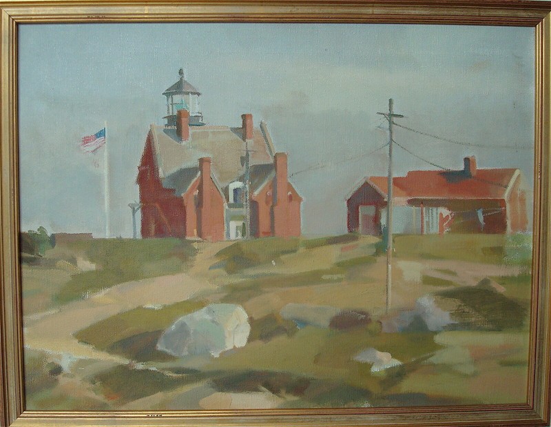 Block Island Southeast Lighthouse Original Oil Painting by CSAndrews III