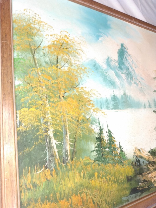 beautiful painting of a mountain in a solid wood frame 22 1/2 "Lx18 1/2"H gallery