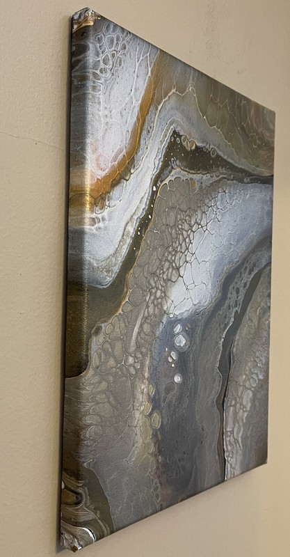 Art Hand Paint Pouring Acrylic Abstract Metallic ￼”Crystal Shifts” 11 X 14 New gallery