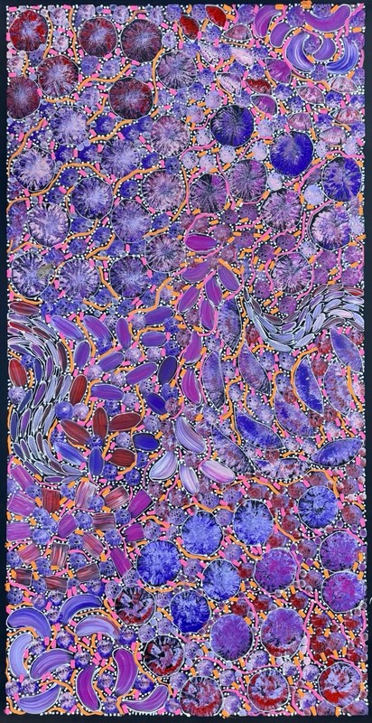 Rachael Nambula. Authentic Aboriginal Art. Size 120cm x 60cm,Pencil Yam