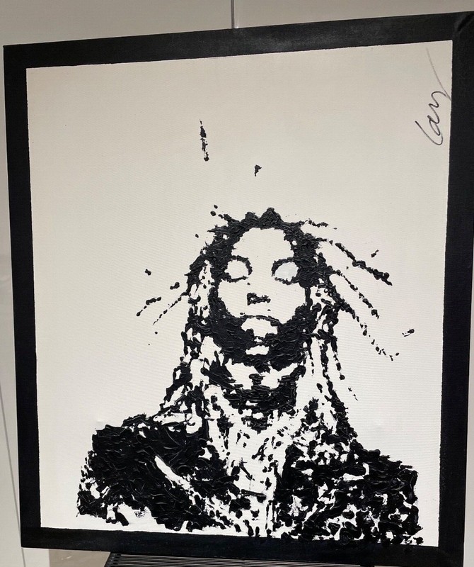 Josh Lary Acrylic Black & White Painting  28″w X 32″h