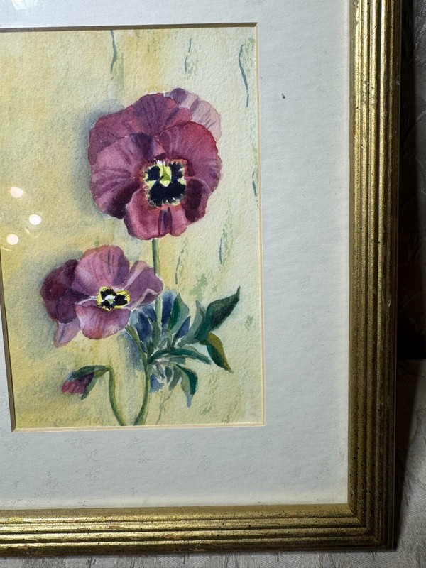 Lee Bradley "Pansies" Watercolor Painting - Signed And Framed gallery