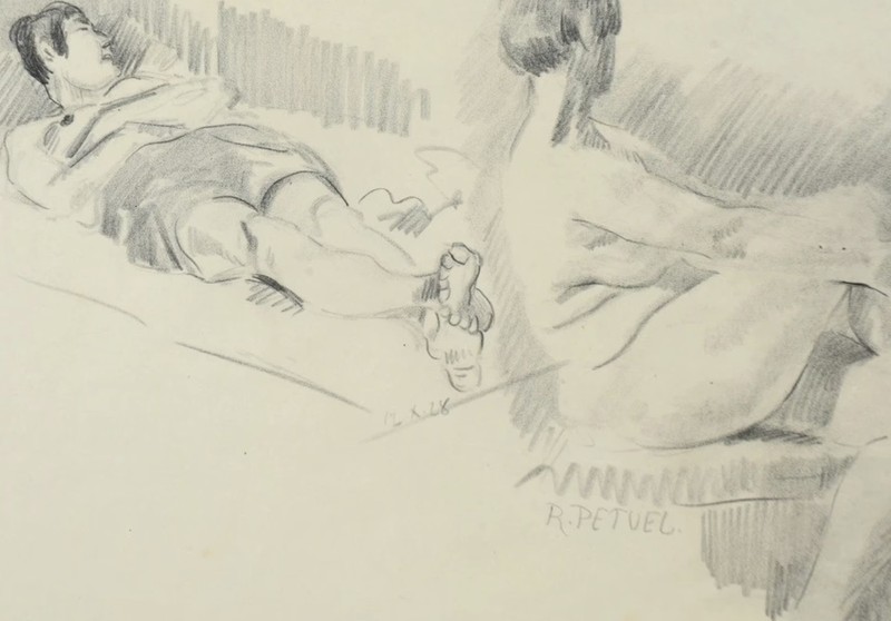 File | Study, charcoal drawing by Rudolf Petuel