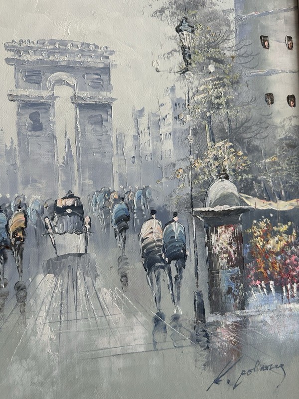 Original Parisian Oil On Canvas Impressionist Victorian Style Signed French 25" gallery