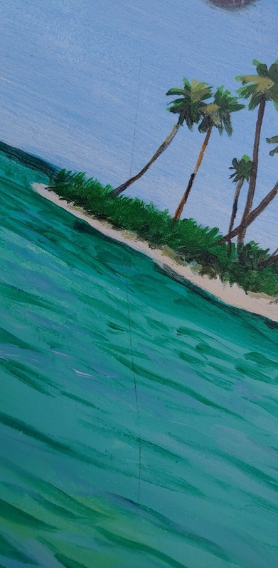 Artist Signed Original Art Surrealist Seascape Painting Dolphin Hawk Pyramid gallery